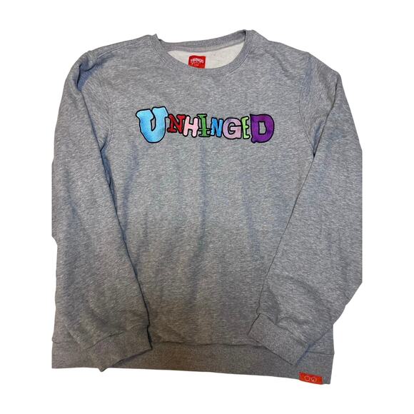 Things by Garrett “Unhinged” Crewneck Sweatshirt Gray XL Embroidered - Picture 1 of 7